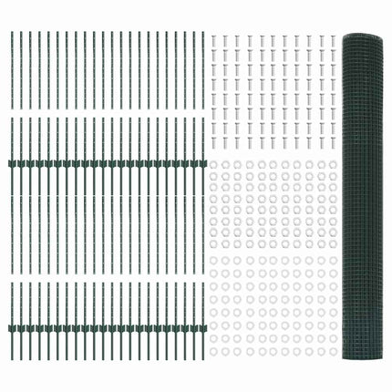 Udendørs svejset trådhegn med stolper 100 x 1 m PVC-belagt stål