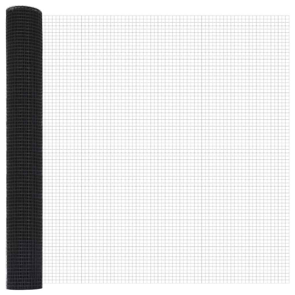 Hegn med post Grå 1,2 x 10 m Stål og PVC