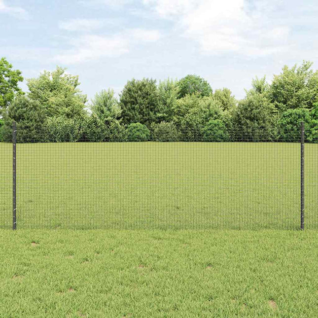 Svejsede trådhegn med stolper 25 x 0,8 m PVC-belagt stål Grå