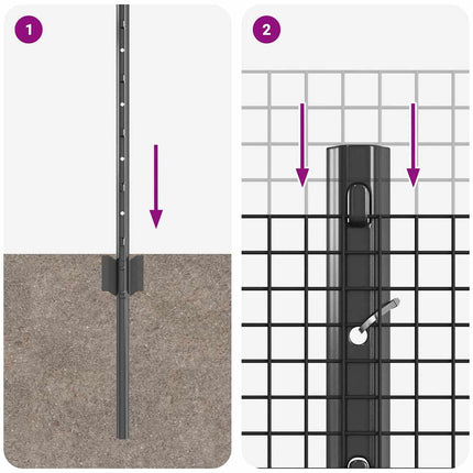 Udendørs svejset trådhegn med stolper 50 x 0,6 m Grå Mesh