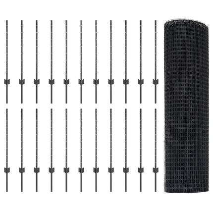 Udendørs svejset trådhegn med stolper 50 x 0,8 m Grå Mesh