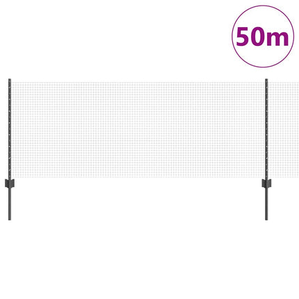 Udendørs svejset trådhegn med stolper 50 x 0,8 m Grå Mesh