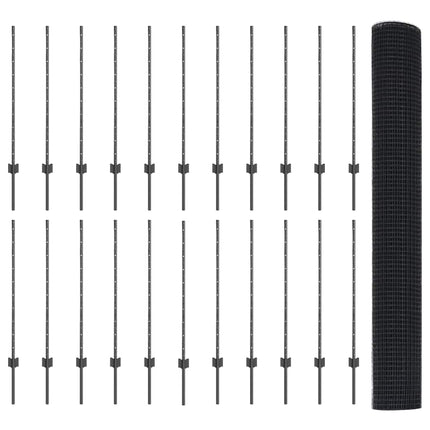 Udendørs svejset trådhegn med stolper 50 x 1 m PVC-belagt stål