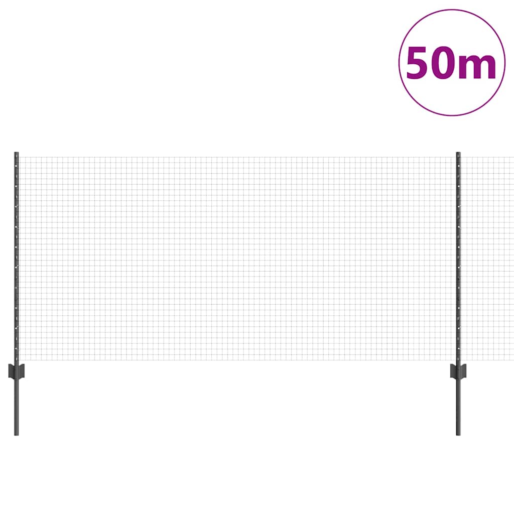 Svejsestålhegn med stolpe 50 x 1 m (B x H) PVC-belagt stål Grå