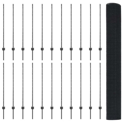 Udendørs svejset trådhegn med stolper 50 x 1,2 m Grå Mesh