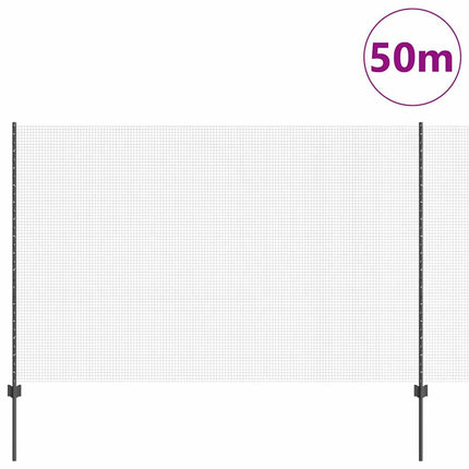 Udendørs svejset trådhegn med stolper 50 x 1,5 m Grå Mesh