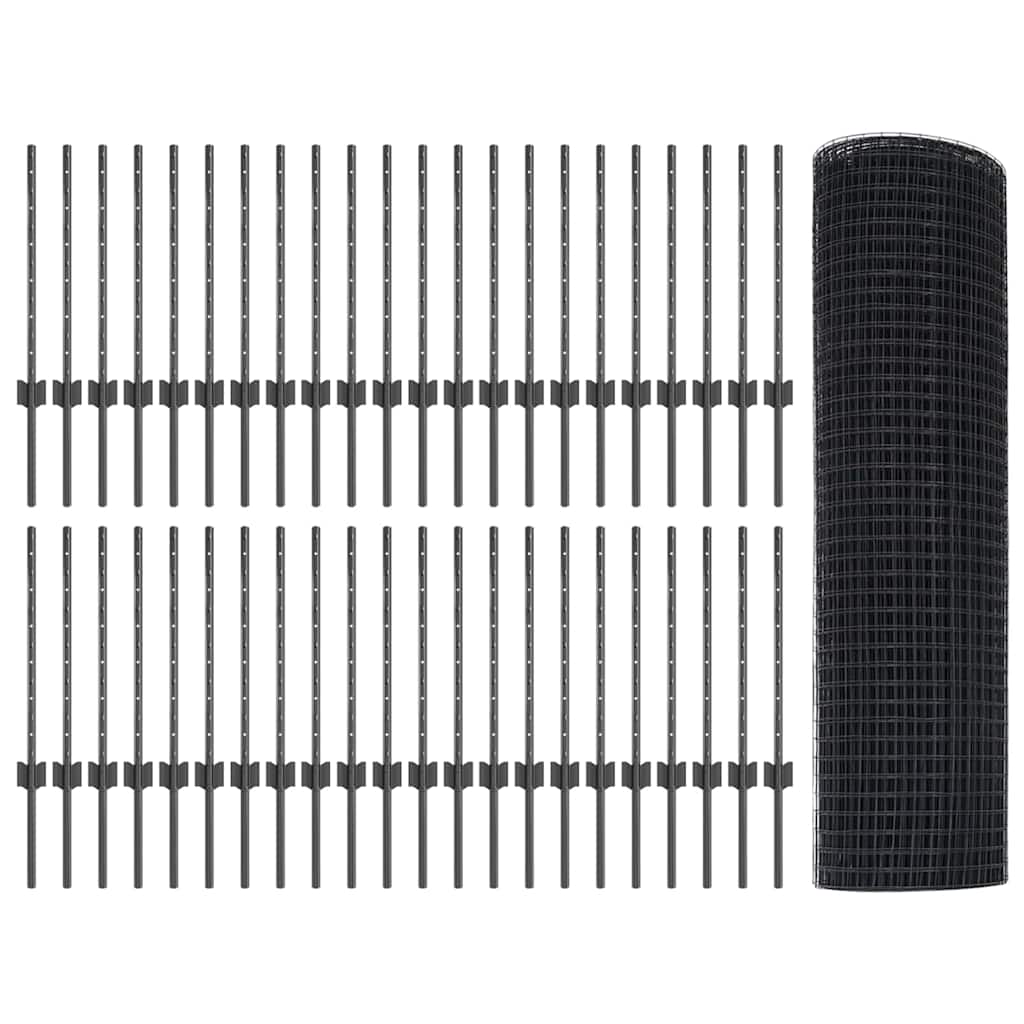 Svejsestålhegn med stolpe 100 x 0,5 m (B x H) PVC-belagt stål