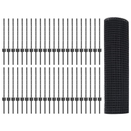 Udendørs svejset trådhegn med stolper 100 x 0,6 m Grå Mesh