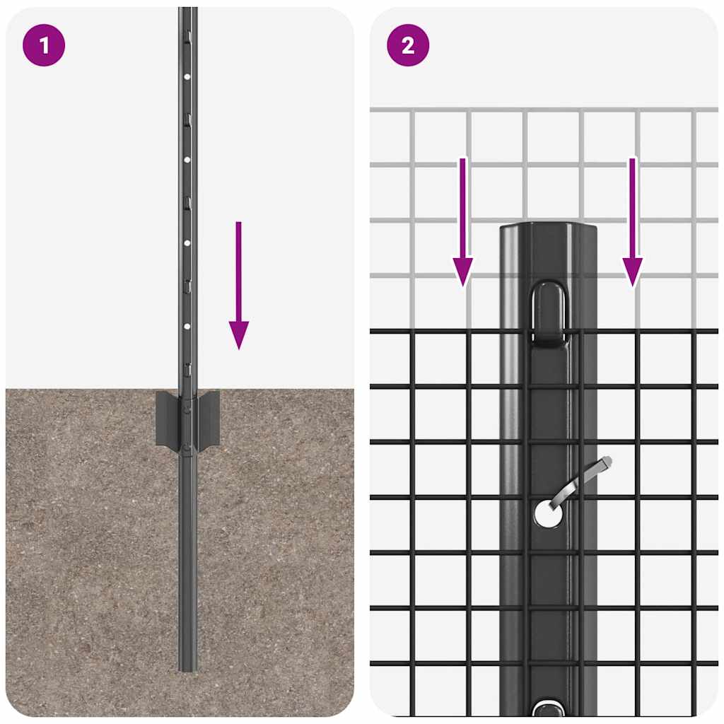 Svejsestålhegn med stolpe 100 x 0,8 m (B x H) PVC-belagt stål