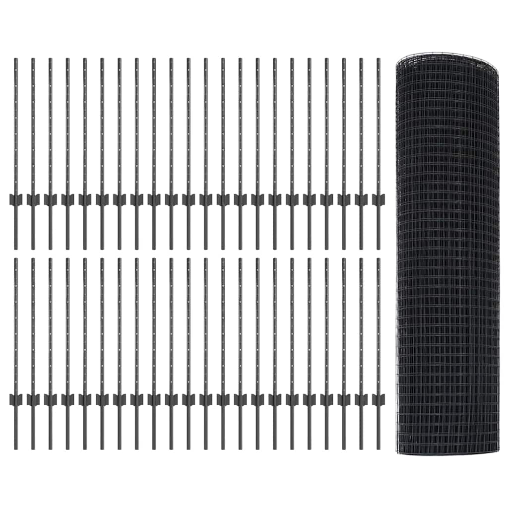 Svejsestålhegn med stolpe 100 x 0,8 m (B x H) PVC-belagt stål