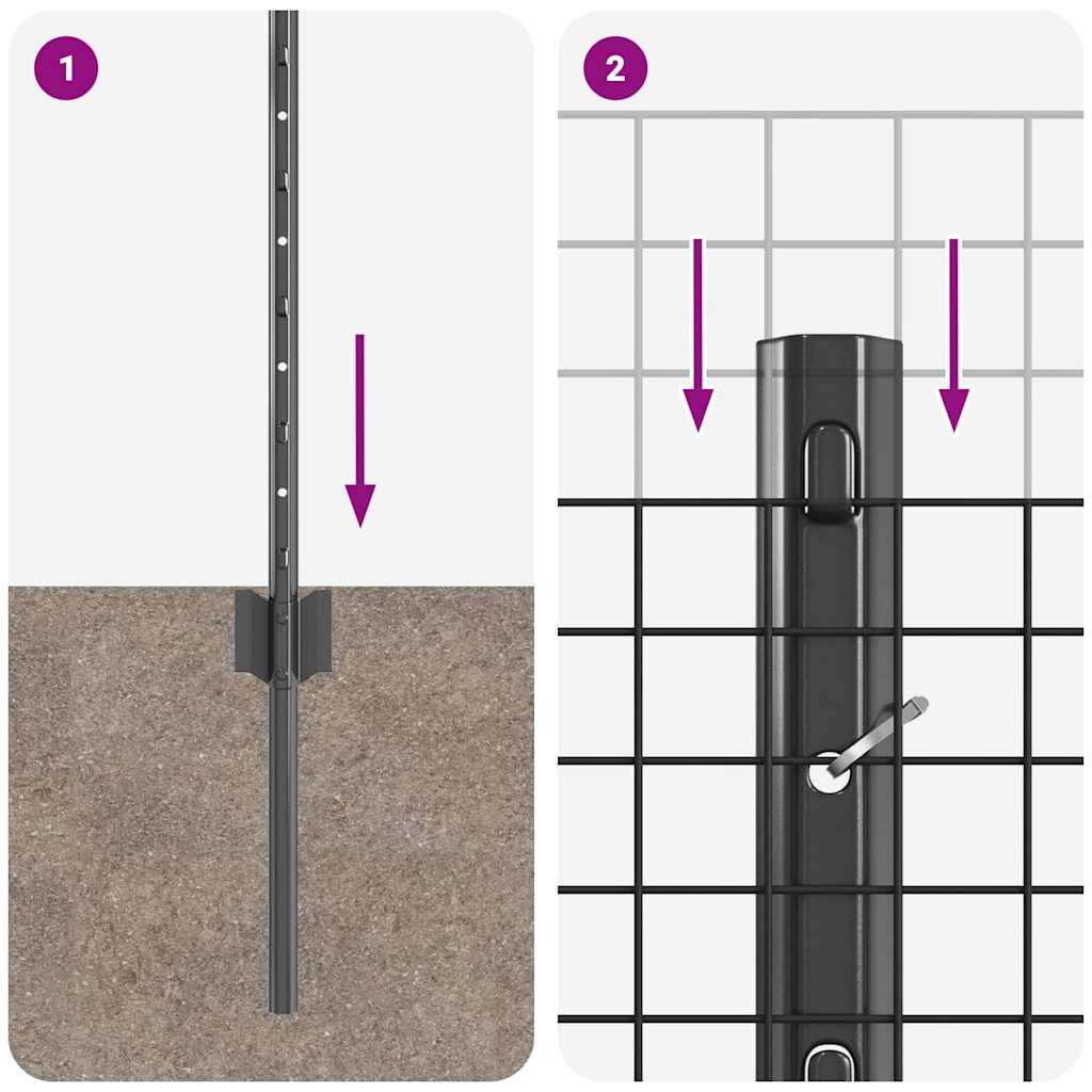 Svejsestålhegn med stolpe 100 x 0,8 m (B x H) PVC-belagt stål