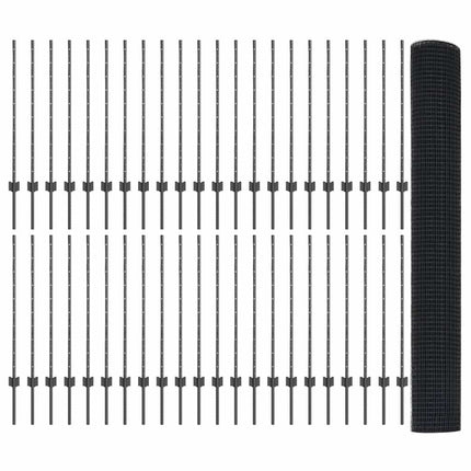 Udendørs svejset trådhegn med stolper 100 x 1 m PVC-belagt stål