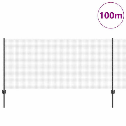 Udendørs svejset trådhegn med stolper 100 x 1 m PVC-belagt stål