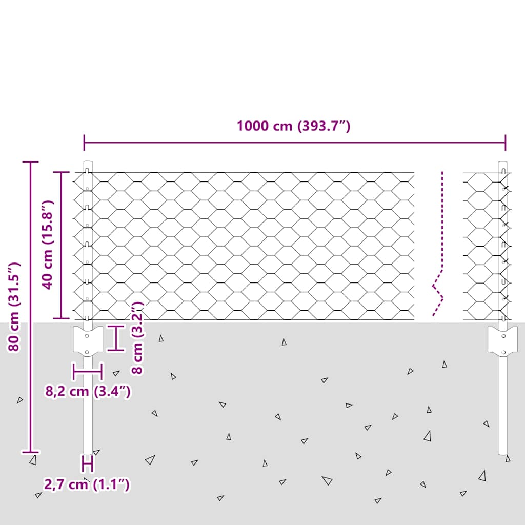 Svejset Trådhegn 10 x 0,4 m (B x H) PVC-belagt stål Grøn Mesh