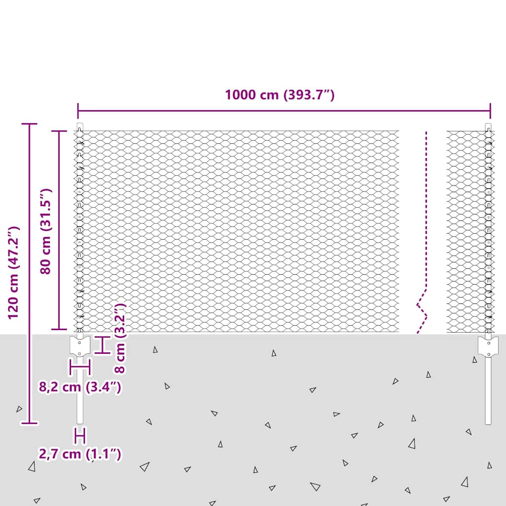 Svejset Trådhegn 10 x 0,8 m (B x H) PVC-belagt stål Grøn Mesh