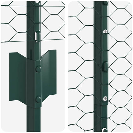Udendørs sekskantet hegn med stolpe 10 x 1,2 m PVC-belagt stål