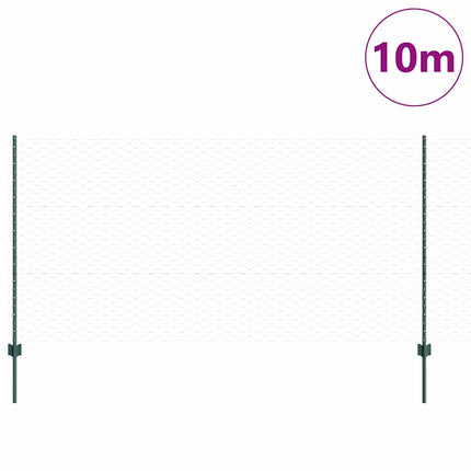 Udendørs sekskantet hegn med stolpe 10 x 1,2 m PVC-belagt stål