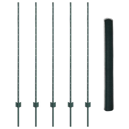 Udendørs sekskantet hegn med stolpe 10 x 1,4 m PVC-belagt stål