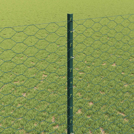 Sekskantet hegn med stolpe 10 x 1,4 m PVC-belagt stål Grøn Mesh