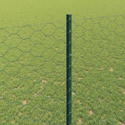Sekskantet hegn med stolpe 10 x 1,5 m PVC-belagt stål Grøn Mesh