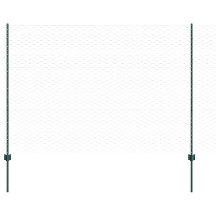 Sekskantet hegn med stolpe 10 x 1,5 m PVC-belagt stål Grøn Mesh