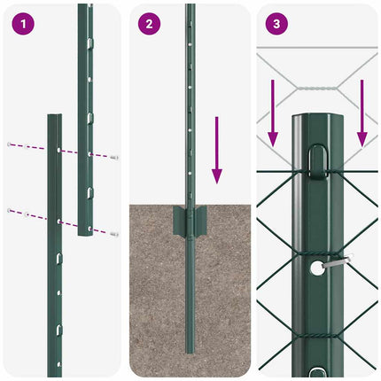Sekskantet hegn med stolpe 10 x 1,5 m PVC-belagt stål Grøn Mesh