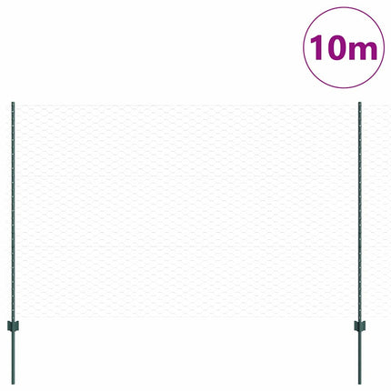 Sekskantet hegn med stolpe 10 x 1,5 m PVC-belagt stål Grøn Mesh