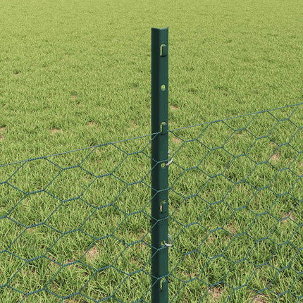 Sekskantet hegn med stolpe 25 x 0,5 m PVC-belagt stål Grøn Mesh