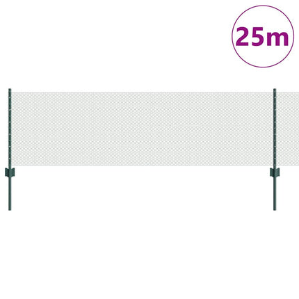 Udendørs sekskantet hegn med stolpe 25 x 0,6 m PVC-belagt stål