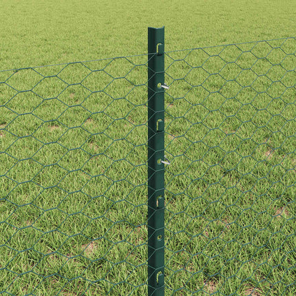 Udendørs sekskantet hegn med stolpe 25 x 0,6 m PVC-belagt stål
