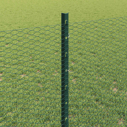 Udendørs sekskantet hegn med stolpe 25 x 0,8 m PVC-belagt stål