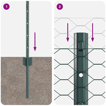 Udendørs sekskantet hegn med stolpe 25 x 0,8 m PVC-belagt stål