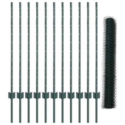 Udendørs sekskantet hegn med stolpe 25 x 1 m PVC-belagt stål