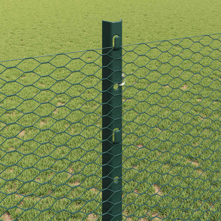 Udendørs sekskantet hegn med stolpe 25 x 1,2 m PVC-belagt stål