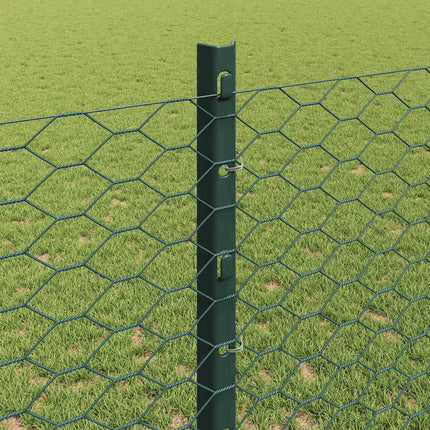 Udendørs sekskantet hegn med stolpe 25 x 1,2 m PVC-belagt stål