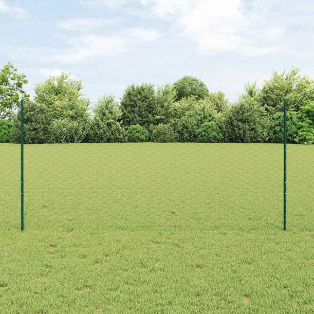 Udendørs sekskantet hegn med stolpe 25 x 1,2 m PVC-belagt stål