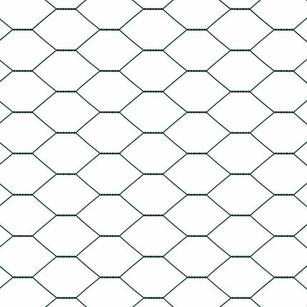 Sekskantet hegn med stolpe 25 x 1,5 m PVC-belagt stål Grøn Mesh