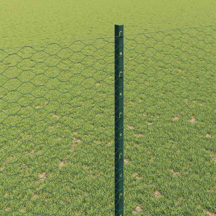 Sekskantet hegn med stolpe 25 x 1,5 m PVC-belagt stål Grøn Mesh