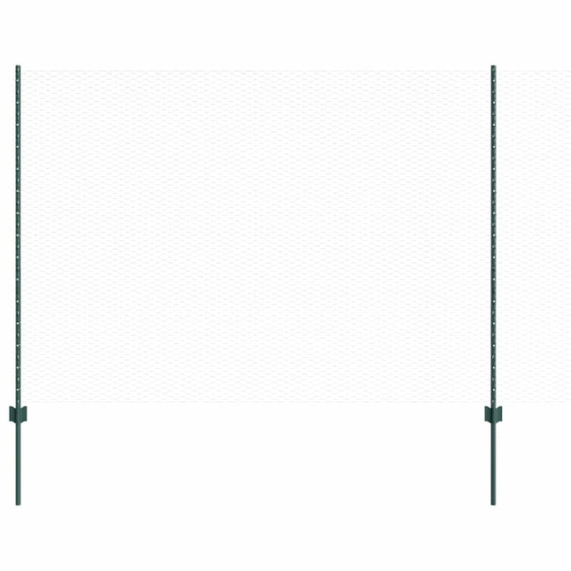 Sekskantet hegn med stolpe 25 x 1,5 m PVC-belagt stål Grøn Mesh