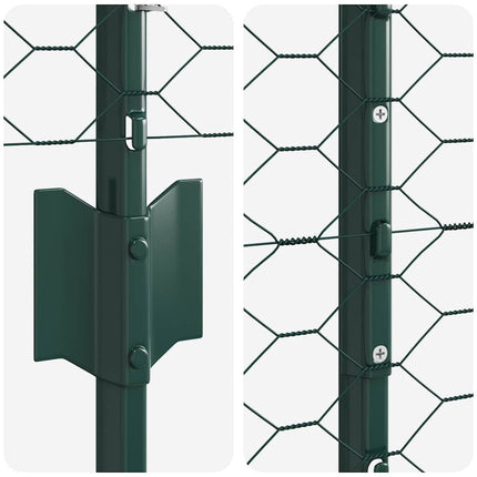 Sekskantet hegn med stolpe 25 x 1,5 m PVC-belagt stål Grøn Mesh