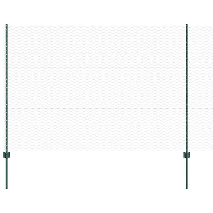 Sekskantet hegn med stolpe 25 x 1,5 m PVC-belagt stål Grøn Mesh