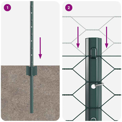 Udendørs sekskantet hegn med stolpe 50 x 0,5 m PVC-belagt stål