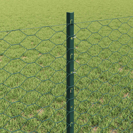 Udendørs sekskantet hegn med stolpe 50 x 0,6 m PVC-belagt stål