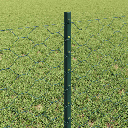 Udendørs sekskantet hegn med stolpe 50 x 0,6 m PVC-belagt stål