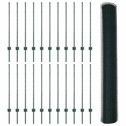 Udendørs sekskantet hegn med stolpe 50 x 1 m PVC-belagt stål