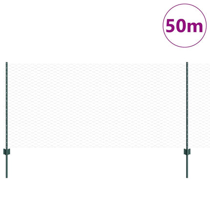 Udendørs sekskantet hegn med stolpe 50 x 1 m PVC-belagt stål