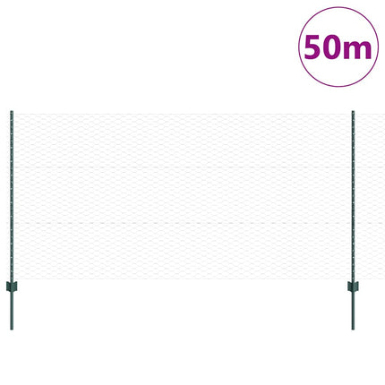 Udendørs sekskantet hegn med stolpe 50 x 1,2 m PVC-belagt stål