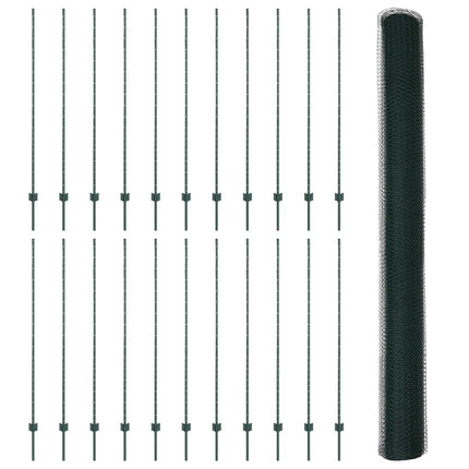Udendørs sekskantet hegn med stolpe 50 x 1,6 m PVC-belagt stål