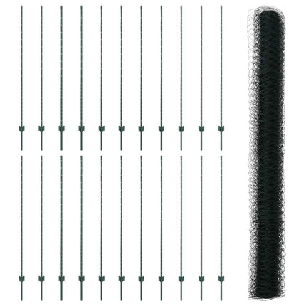 Udendørs sekskantet hegn med stolpe 50 x 1,6 m PVC-belagt stål