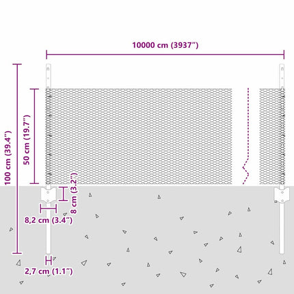 Udendørs sekskantet hegn med stolpe 100 x 0,5 m PVC-belagt stål